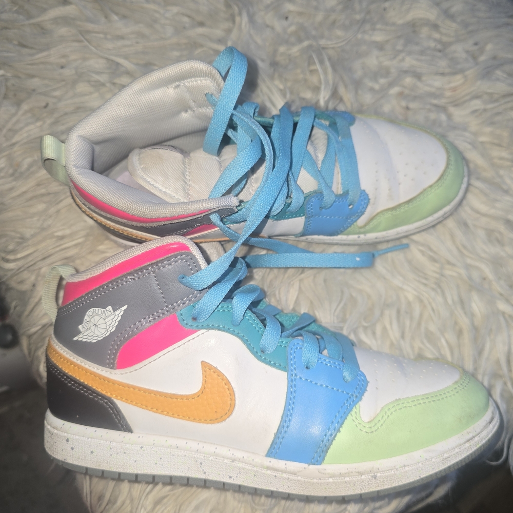 Jordan Air 3Y Sneakers - White, Blue, Green, Neon Pink, Mustard Orange